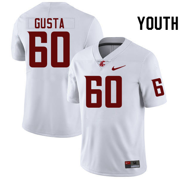 Youth #60 David Gusta Washington State Cougars College Football Jerseys Stitched-White